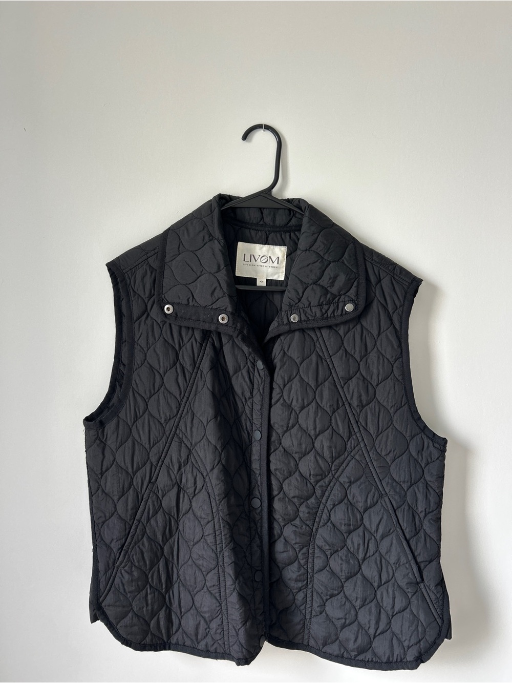 Black Quilted Snap-Front Vest